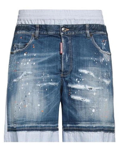 Shop Dsquared2 Man Denim Shorts Blue Size 34 Cotton, Elastane