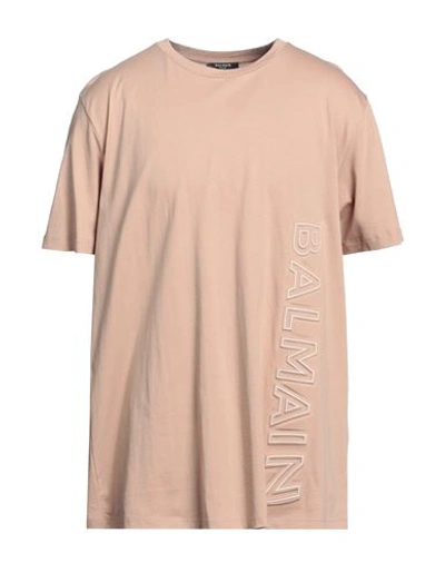 Shop Balmain Man T-shirt Beige Size L Cotton