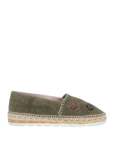 Pablo Gilabert Woman Espadrilles Military Green Size 11 Soft Leather In Green
