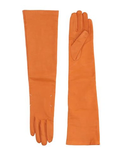 Maison Margiela Woman Gloves Orange Size S Ovine Leather In Orange