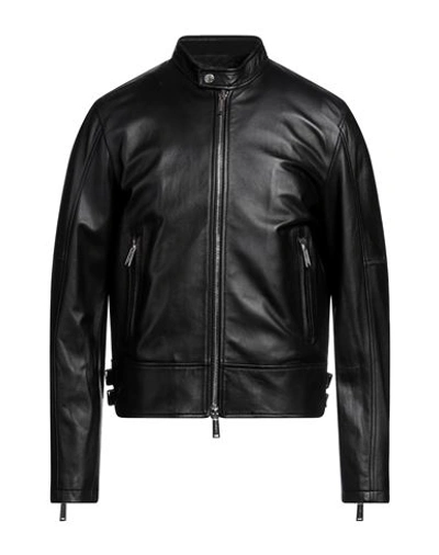 Shop Dsquared2 Man Jacket Black Size 40 Ovine Leather
