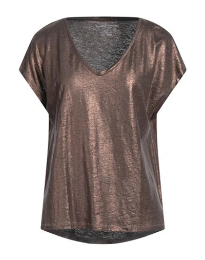 Shop Majestic Filatures Woman T-shirt Bronze Size 1 Linen, Elastane In Yellow