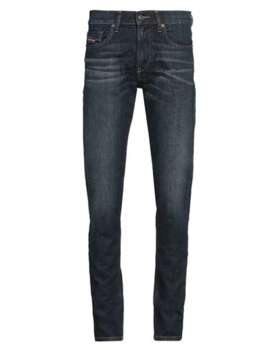 Shop Diesel Man Jeans Blue Size 27w-32l Cotton, Elastane, Bovine Leather