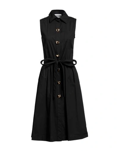 Shop Moschino Woman Midi Dress Black Size 10 Cotton, Elastane