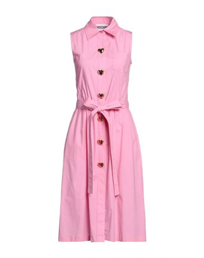 Shop Moschino Woman Midi Dress Fuchsia Size 10 Cotton, Elastane In Pink
