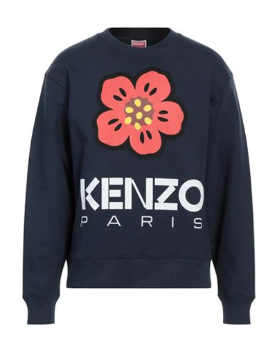 Shop Kenzo Man Sweatshirt Navy Blue Size S Cotton, Elastane