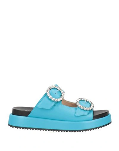 Shop Kallisté Kallistè Woman Sandals Azure Size 8 Textile Fibers In Blue