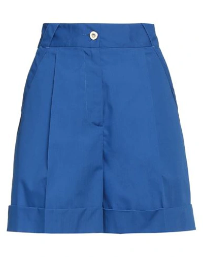 Shop Piazza Sempione Woman Shorts & Bermuda Shorts Blue Size 14 Polyester, Cotton