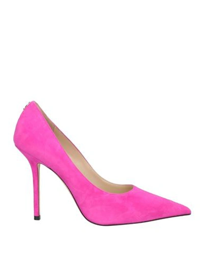 Shop Jimmy Choo Woman Pumps Fuchsia Size 10 Soft Leather In Pink