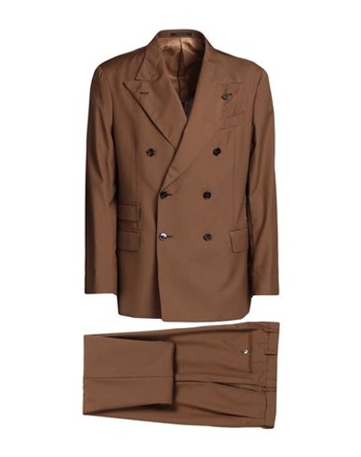 Shop Gabriele Pasini Man Suit Brown Size 42 Virgin Wool