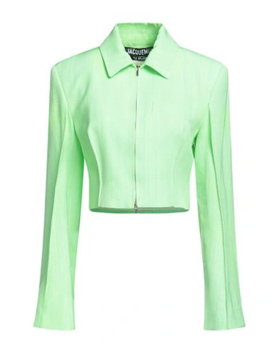 Shop Jacquemus Woman Blazer Light Green Size 6 Viscose, Silk