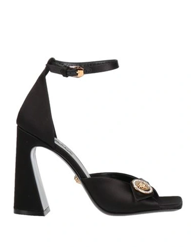 Shop Versace Woman Sandals Black Size 7.5 Textile Fibers