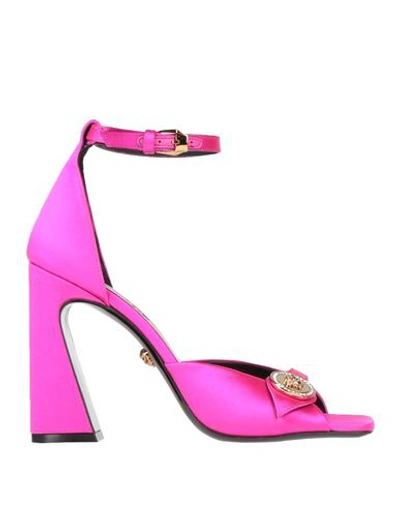 Shop Versace Woman Sandals Fuchsia Size 7.5 Textile Fibers In Pink