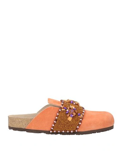 Shop Maliparmi Malìparmi Woman Mules & Clogs Orange Size 9 Soft Leather, Textile Fibers
