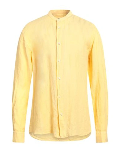 Shop Mastricamiciai Man Shirt Apricot Size 15 Linen In Orange