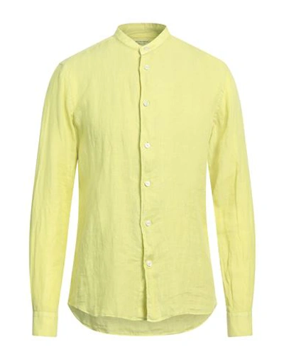 Shop Mastricamiciai Man Shirt Acid Green Size 15 Linen