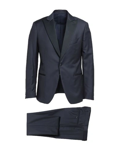 Shop Lardini Man Suit Navy Blue Size 40 Wool