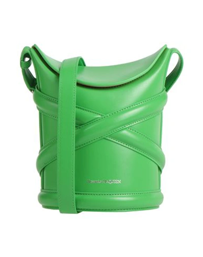 Shop Alexander Mcqueen Woman Cross-body Bag Green Size - Calfskin