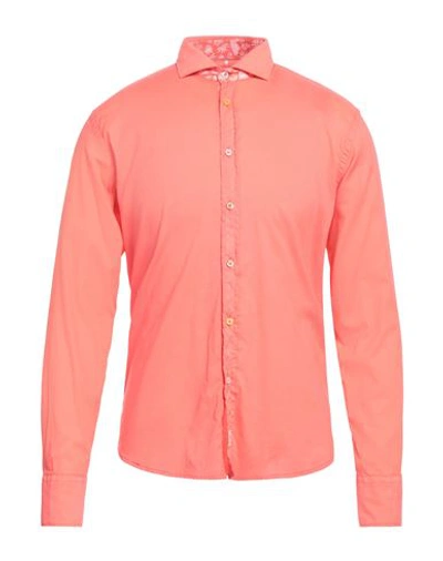 Shop Panama Man Shirt Coral Size M Cotton, Elastane In Red