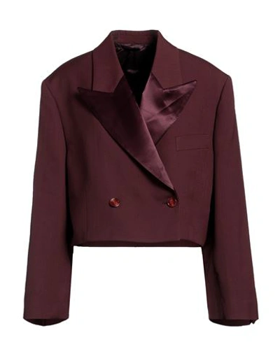 Shop Acne Studios Woman Blazer Burgundy Size 6 Polyester, Wool, Acetate In Red