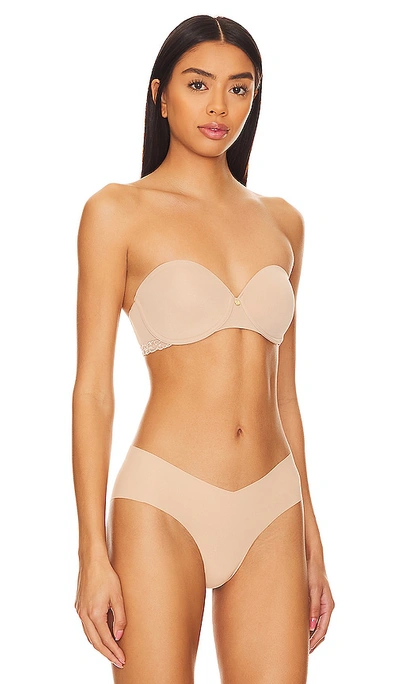 Natori Pure Luxe Strapless Contour Underwire Bra In Cafe