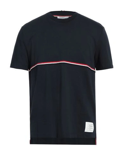 Shop Thom Browne Man T-shirt Navy Blue Size 5 Cotton, Elastane