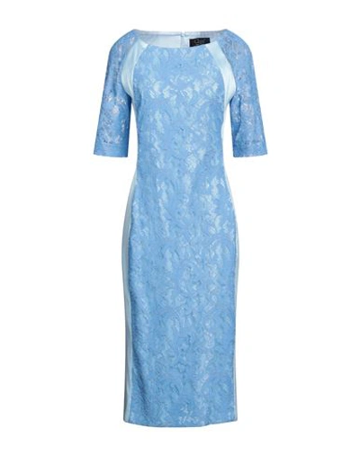 Clips Woman Midi Dress Light Blue Size 10 Polyester, Polyamide, Elastane, Cotton In Blue