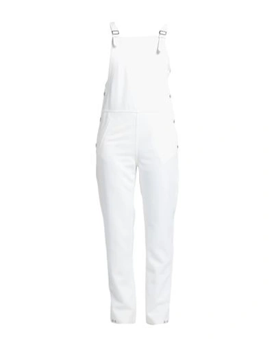 Shop Burberry Woman Overalls White Size 6 Polyester, Virgin Wool