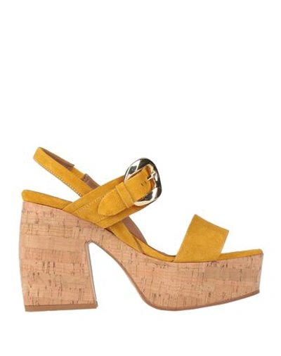 Shop Carmens Woman Mules & Clogs Mustard Size 8 Leather In Yellow