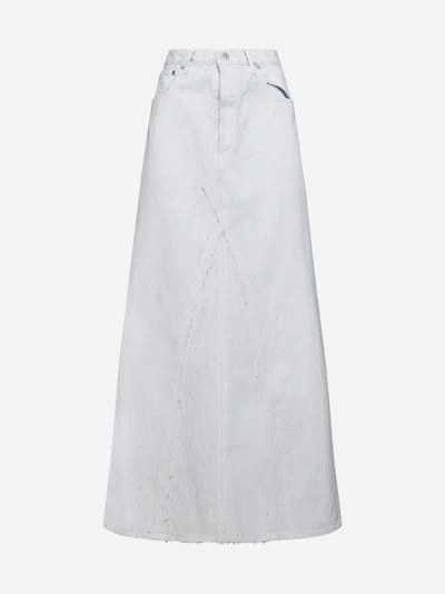 Shop Maison Margiela Long Denim Skirt In White