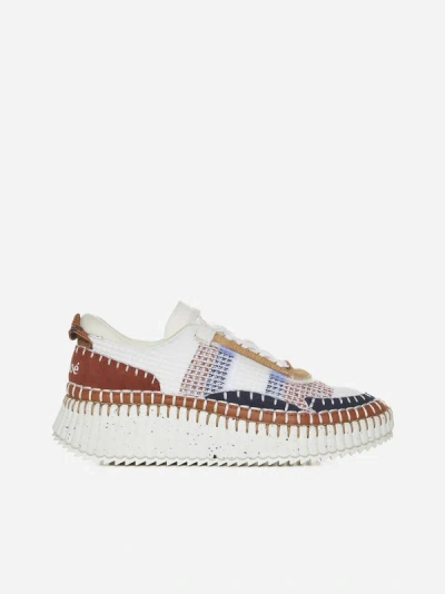 Shop Chloé Nama Mesh Kint Sneakers In Ginger Red