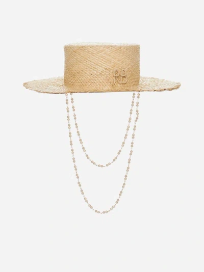 Shop Ruslan Baginskiy Straw Canotier Hat In Natural