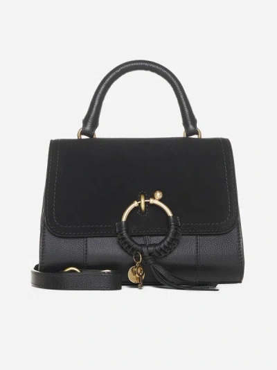 Shop See By Chloé Joan Leather And Suede Bag In Black