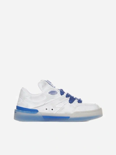 Shop Dolce & Gabbana New Roma Leather Sneakers In White,blue