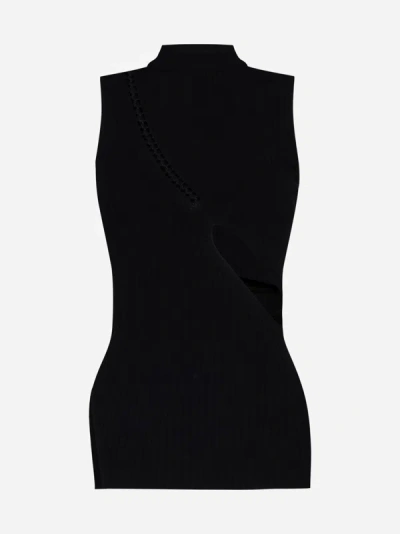Shop Attico Cut-outs Knit Top In Black