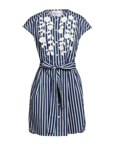 Shop Carolina Herrera Woman Mini Dress Navy Blue Size 10 Cotton