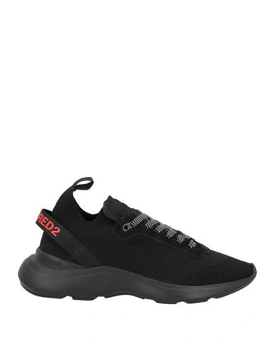 Shop Dsquared2 Man Sneakers Black Size 7 Textile Fibers, Soft Leather