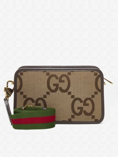 Shop Gucci Jumbo Gg Fabric Mini Bag In Brown