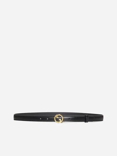 Shop Gucci Blondie Leather Thin Belt In Black
