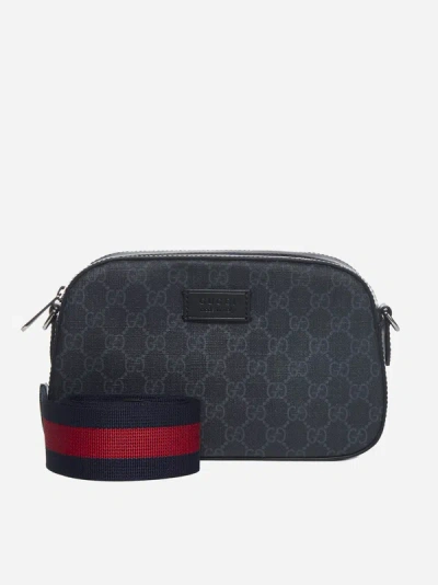 Shop Gucci Gg Supreme Gg Fabric Shoulder Bag In Black,grey