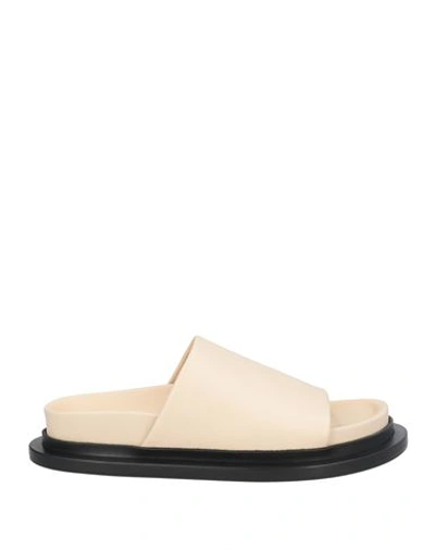 Jil Sander Woman Sandals Beige Size 11 Soft Leather In Beige