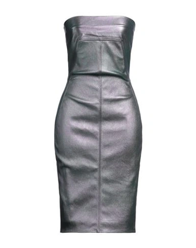 Shop Rick Owens Woman Mini Dress Lead Size 10 Lambskin, Cotton, Lycra, Polyamide, Elastane In Green