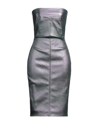 Rick Owens Woman Mini Dress Lead Size 6 Lambskin, Cotton, Lycra, Polyamide, Elastane In Green