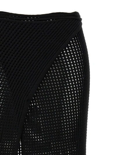 Shop Andreädamo Andreādamo 'fishnet Knit Midi Wrap' Skirt In Black