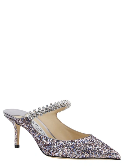 Shop Jimmy Choo 'bing 65' Multicolor Sabot With Crystal Strap In Leather Woman