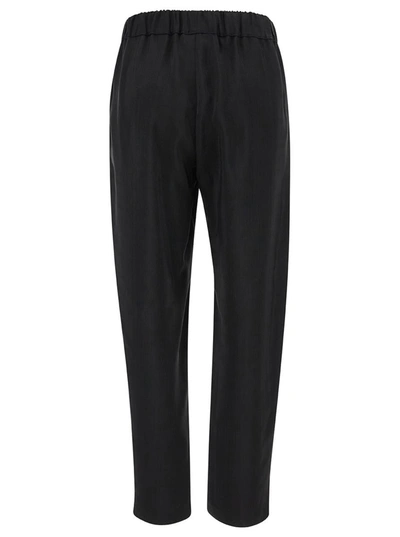 Shop Semicouture Black Pants With Drawstring Closure In Viscose Woman