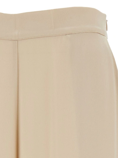 Shop Semicouture 'emerson' Beige Straight Loose Pants In Acetate And Silk Blend Woman