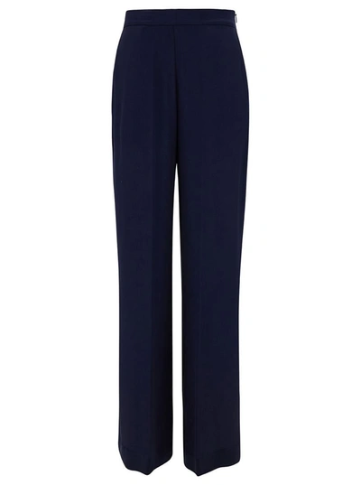 Shop Semicouture 'emerson' Blue Straight Loose Pants In Acetate And Silk Blend Woman