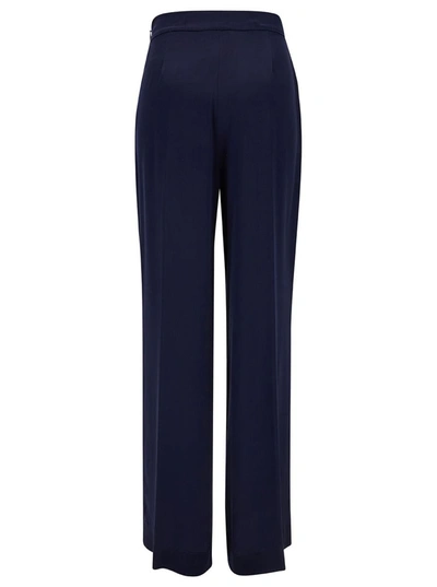Shop Semicouture 'emerson' Blue Straight Loose Pants In Acetate And Silk Blend Woman