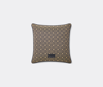 Gucci Horsebit-jacquard Leather Cushion (42cm X 42cm) In Multicolor